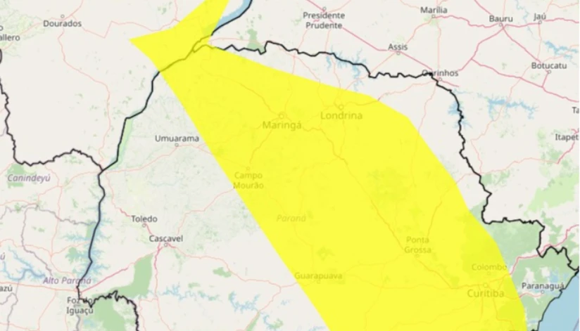 Inmet emite alerta amarelo de tempestade para o Paraná Inmet emite alerta amarelo de tempestade para o Paraná